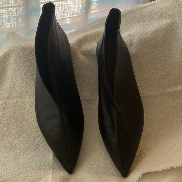 Zara Trafaluc black leather pointed toe split top ankle boots, women’s 38 - Picture 4 of 11